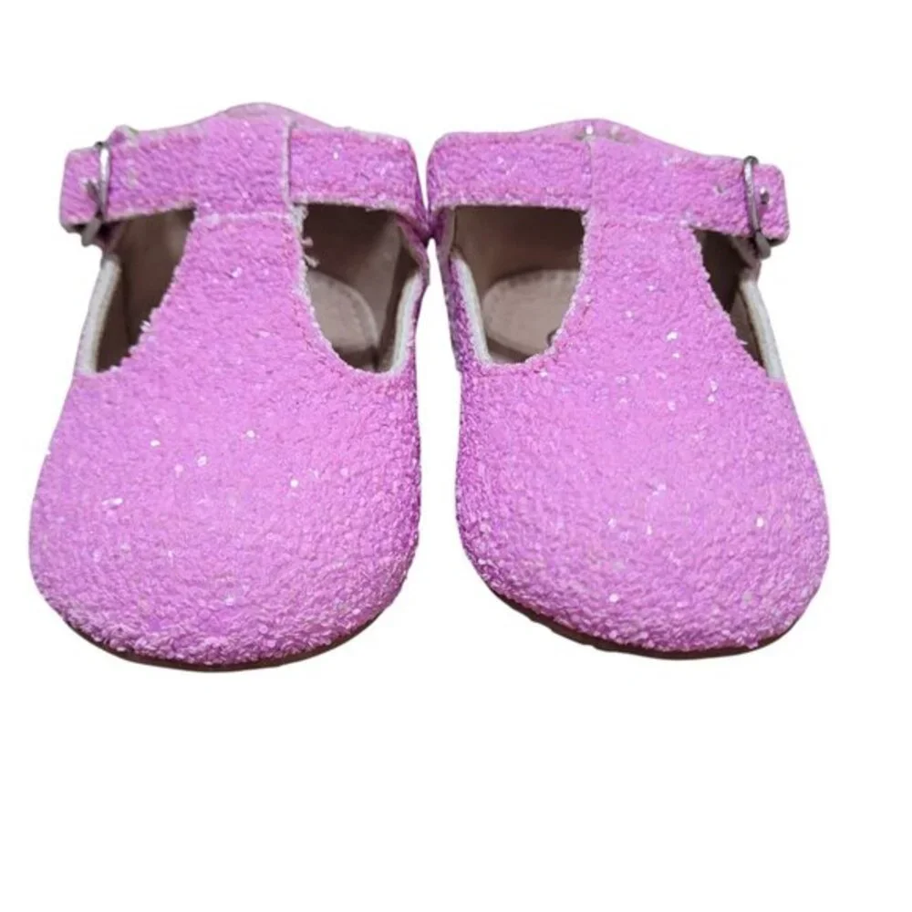 A Bear Co Toddler Size 3 Purple Glitter T-Strap Flats‎ Girl's